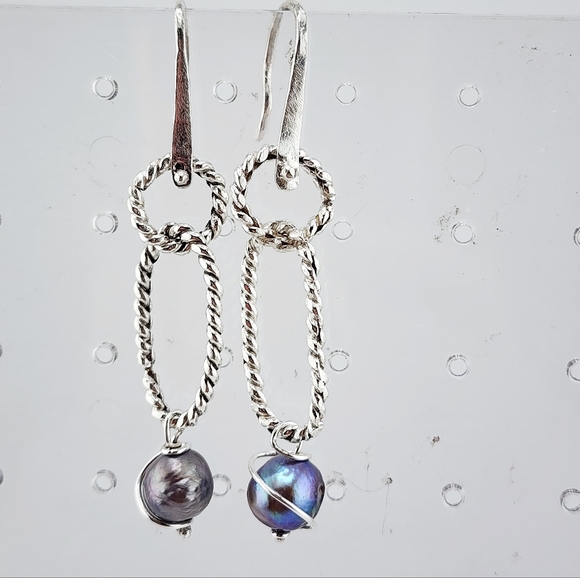 SWEETWATER PEARL HANDMADE EARRINGS DANGLIN STYLE STERLING SILVER - Picture 11 of 13